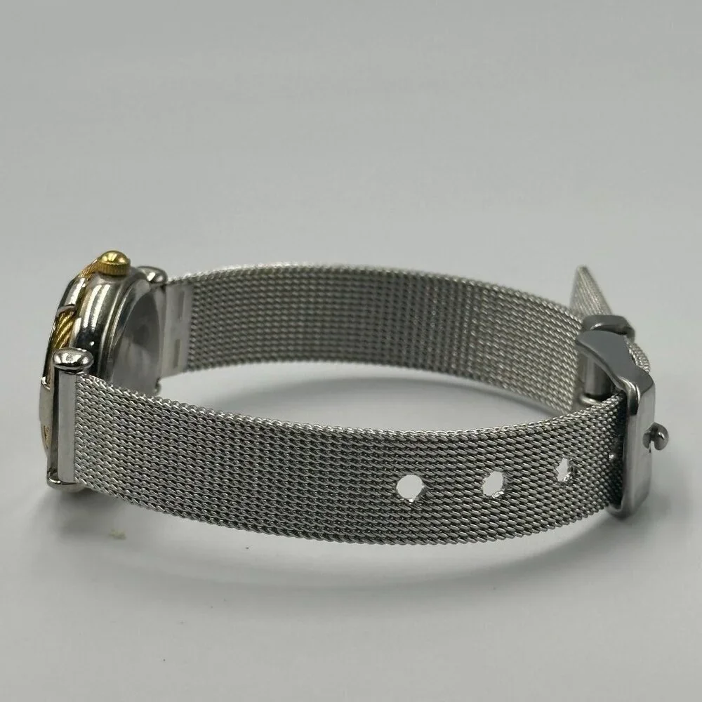 3/$30 Vivani Watch Women Silver Tone Twisted Rope Bezel Mesh Band 8.5